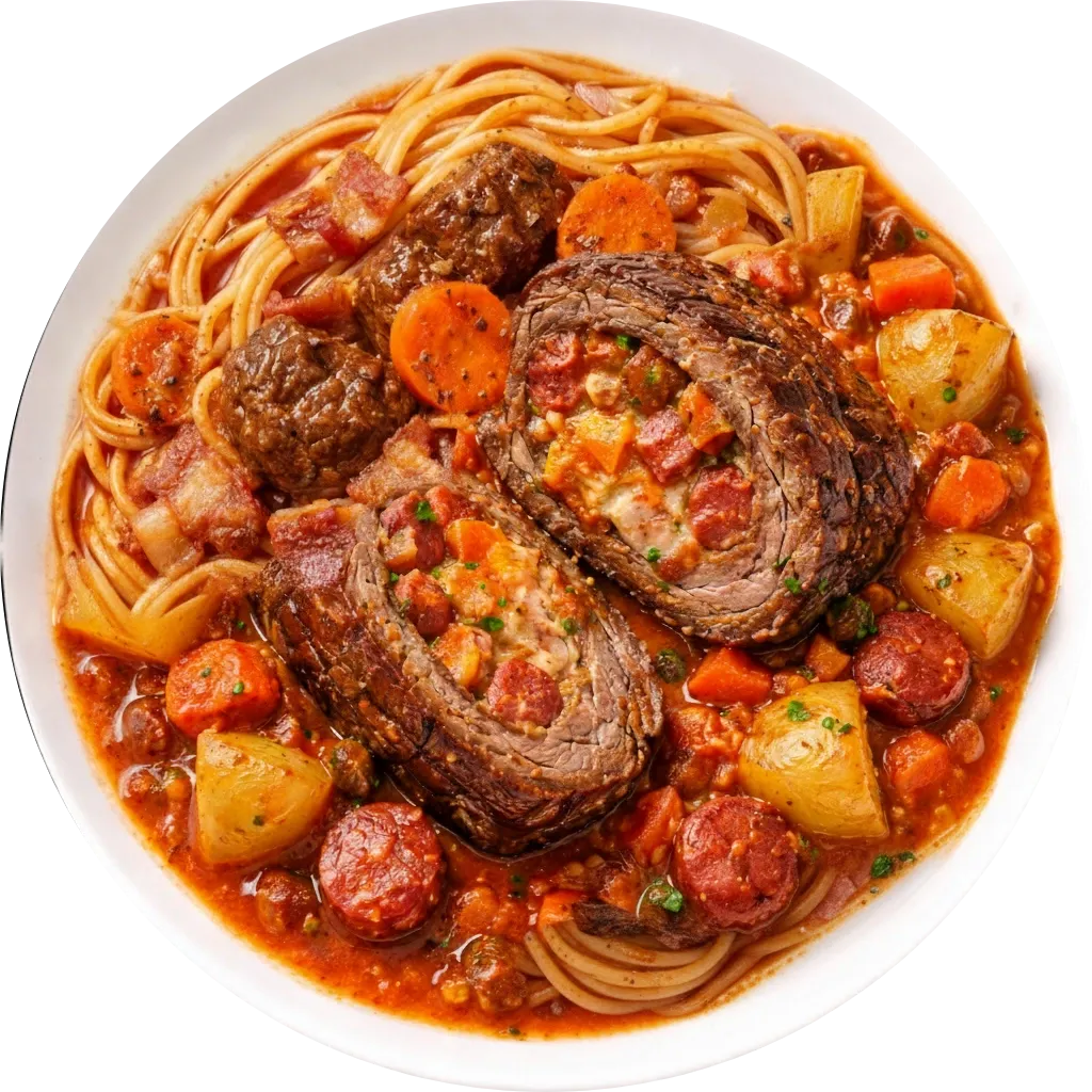 Espaguete com Carne Recheada